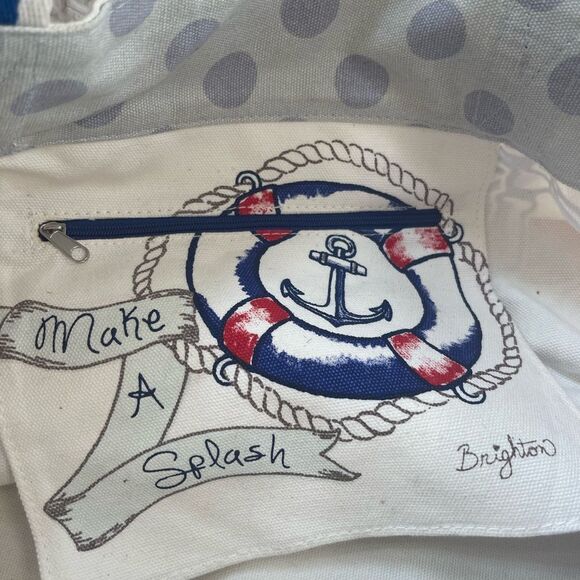 Brighton Sail Away Red White & Blue Anchor Sailing Helm Wheel Canvas lTote Bag - Picture 8 of 11